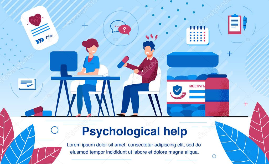Psychological Help with Medicines Vector Banner
