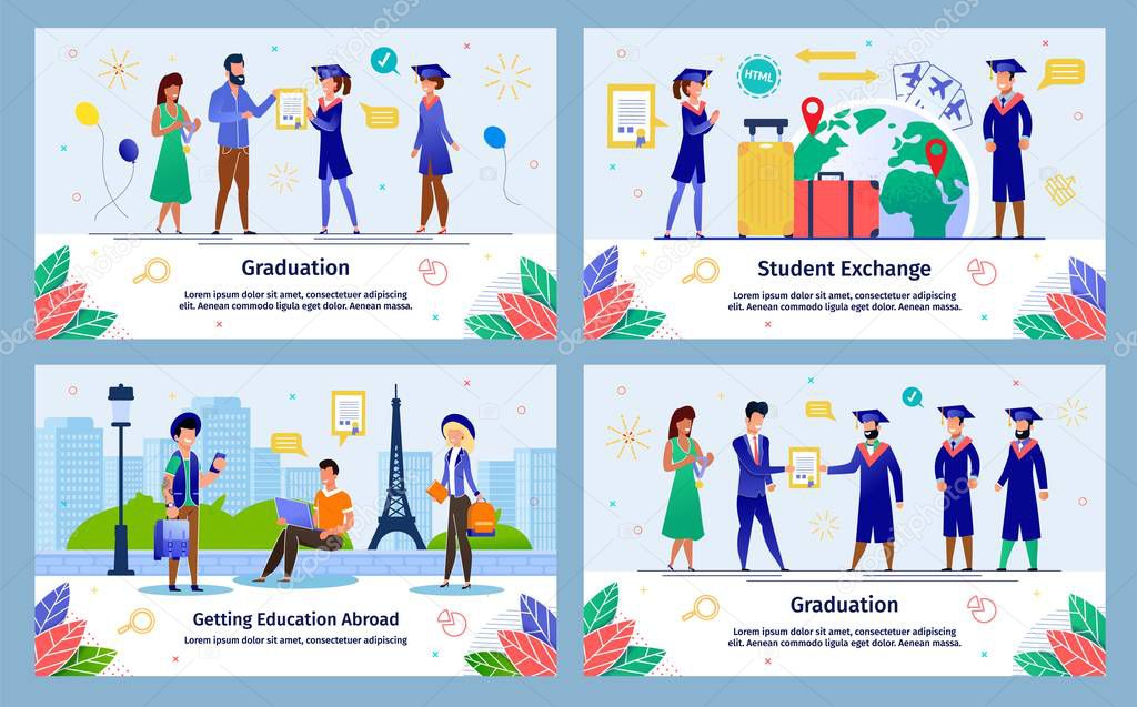 Education Abroad Exchange Program Vector Banners