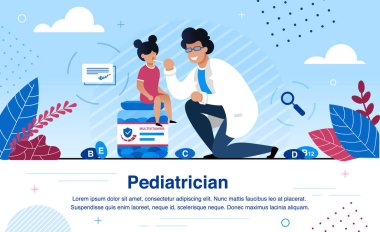 Profesyonel Pediyatrist Düz Vektör Bayrağı