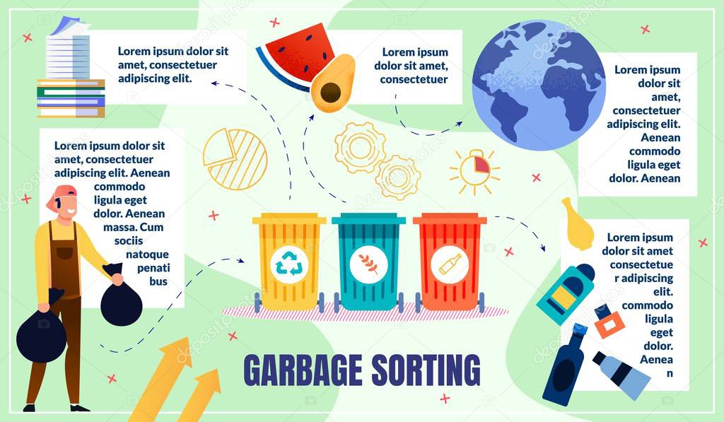 Home Waste Sorting Flat Vector Infographics Poster