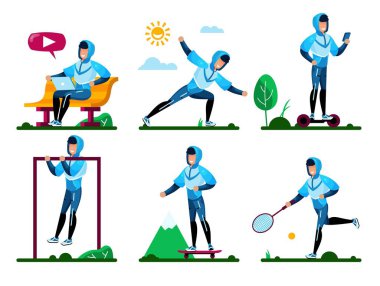 Yaz Faaliyetleri ve Rekreasyon Düz Vektörleri Ayarlandı