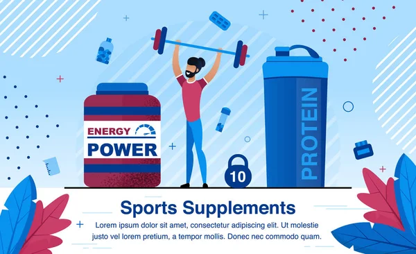 Suplementos de Nutrición Deportiva Vector Promo Banner — Vector de stock