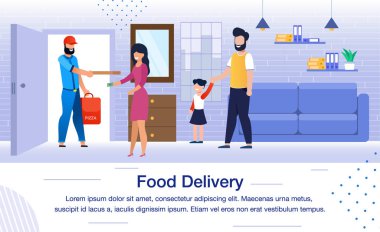 Pizzeria Teslimat Düz Vektör Bayrağı, Poster