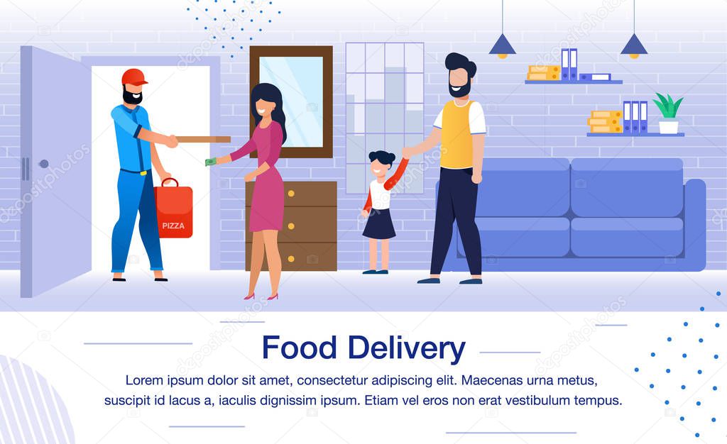 Pizzeria Delivery Flat Vector Banner, Poster