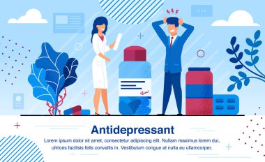 Antidepresanlarla Terapi Düz Vektör Banner