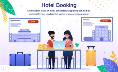 Booking Hotel Room Online Flat Vector Banner