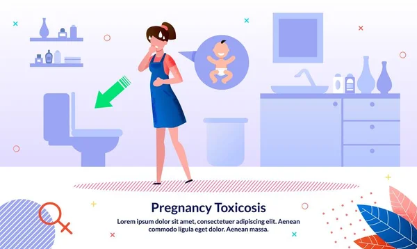 Εγκυμοσύνη Toxicosis Flat Vector Banner πρότυπο — Διανυσματικό Αρχείο