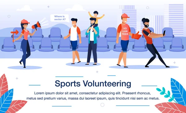 Sociální zabezpečení Sport Dobrovolnictví plochý vektorový transparent — Stockový vektor