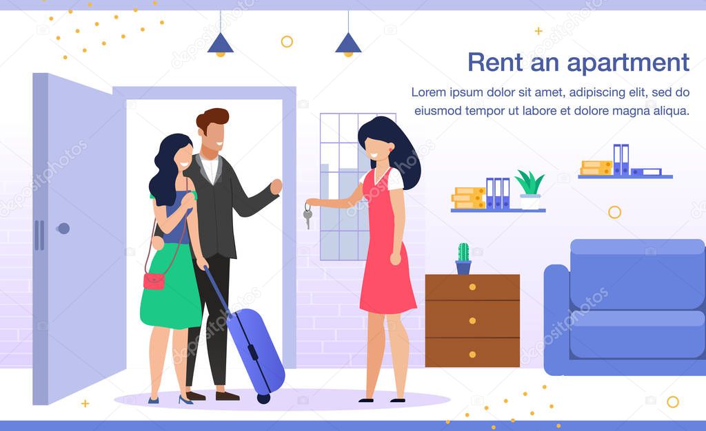 Comfortable Apartment for Rent Flat Vector Banner