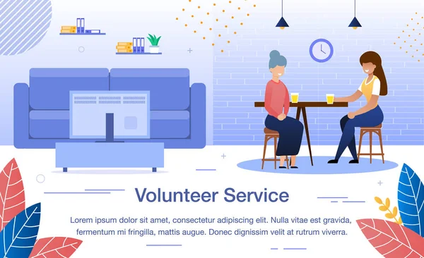 Social Worker Service Flat Vector Banner Template — 스톡 벡터