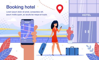 Otel Akıllı Telefon Uygulaması Düz Vektör Reklamı Posteri