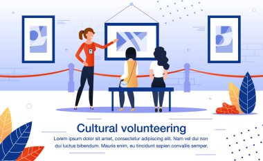 Cultural Volunteering in Museum Flat Vector Poster clipart
