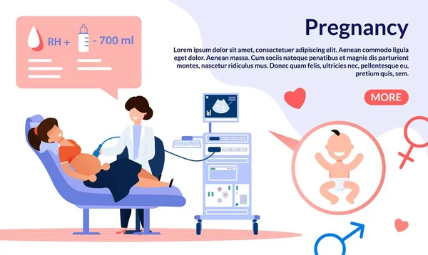 妊娠フラットベクトルウェブサイトの医療サービス — ストックベクタ