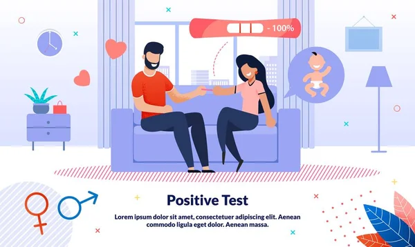 Positieve Zwangerschapstest Vector Banner Template — Stockvector