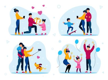 Aile Tatil Partisi ve Eğlence Vektörü Ayarları