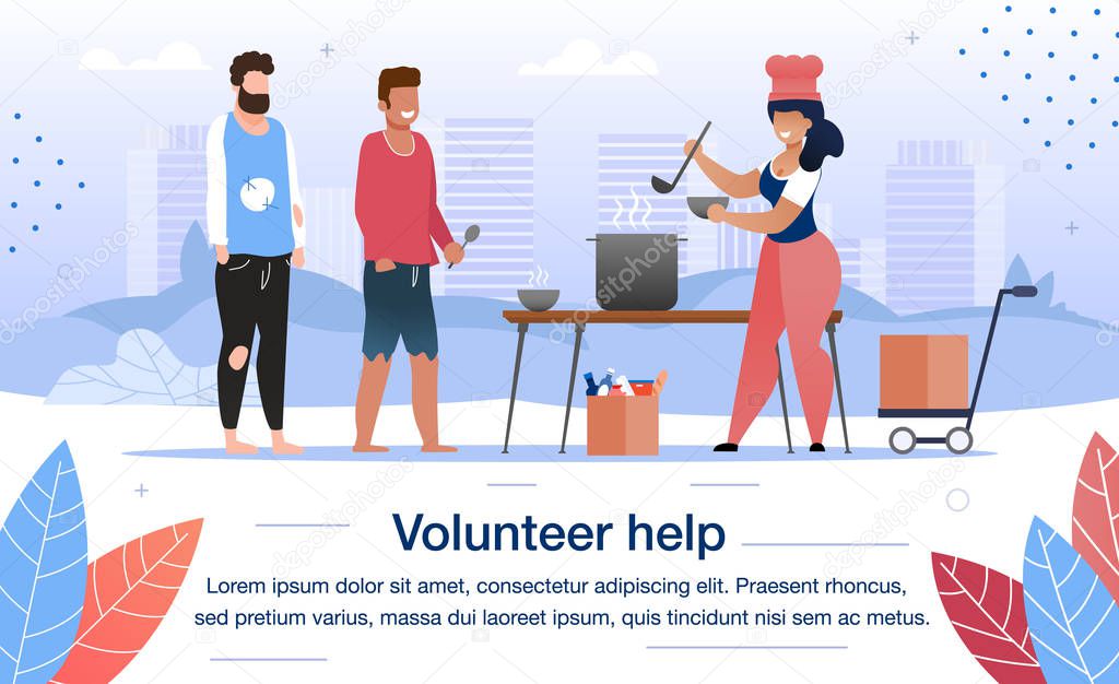 Volunteer Help for Homeless People Vector Poster