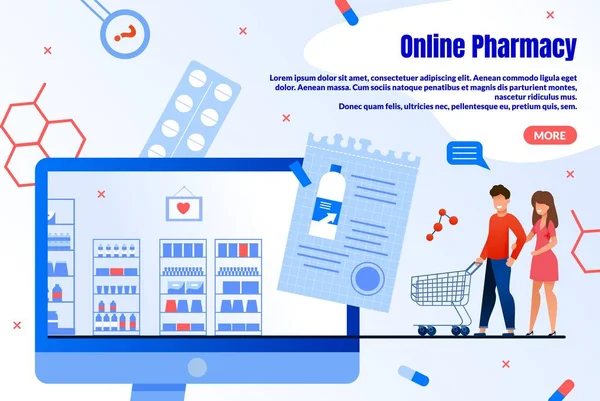 Farmácia Online Shopping Service Vector Webpage — Vetor de Stock