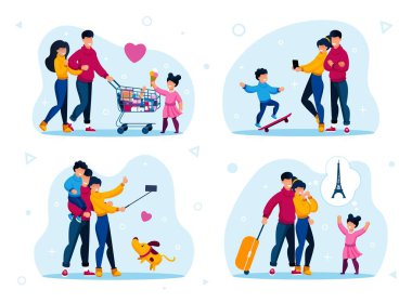 Aile Hayatı Düzenleme ve Rekreasyon Düz Vektörü Ayarları