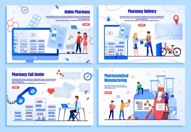 İlaç Endüstrisi Düz Vektör Web Sancakları