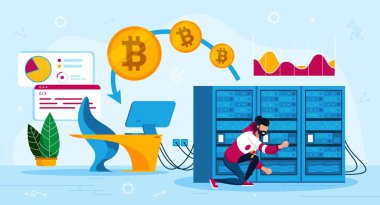 Kripto Para Birimi Madencilik Düz Vektör Kavramı