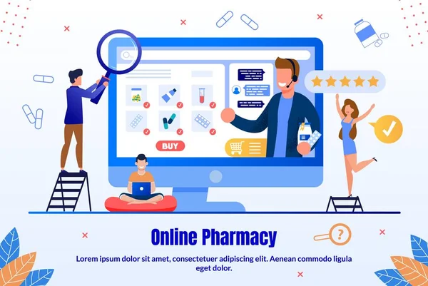 Medicamentos Loja online Vetor plano Promo Banner — Vetor de Stock