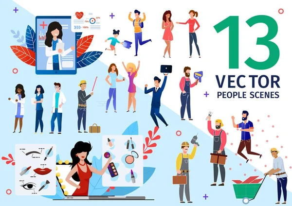 Profesyoneller Yaşam Sahneleri Vektörü Ayarları