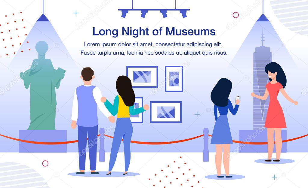 Long Night of Museums Flat Vector promo Banner