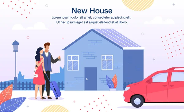 House Loan for Families Flat Vector Ad Banner — 스톡 벡터