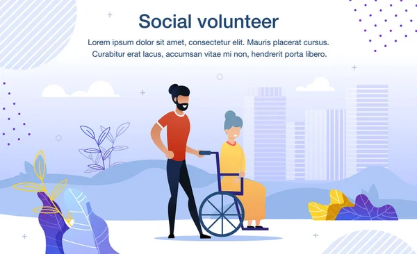 Volunteering for Disabled People Vector Banner — Stockový vektor