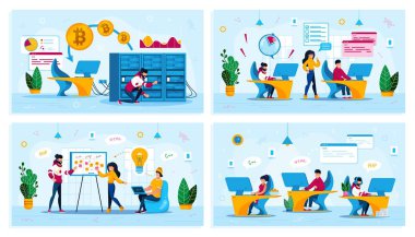 Software Developers Office Life Vector Concepts