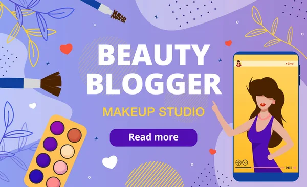 Beauty Blogger Makeup Studio Παρουσίαση Banner — Διανυσματικό Αρχείο