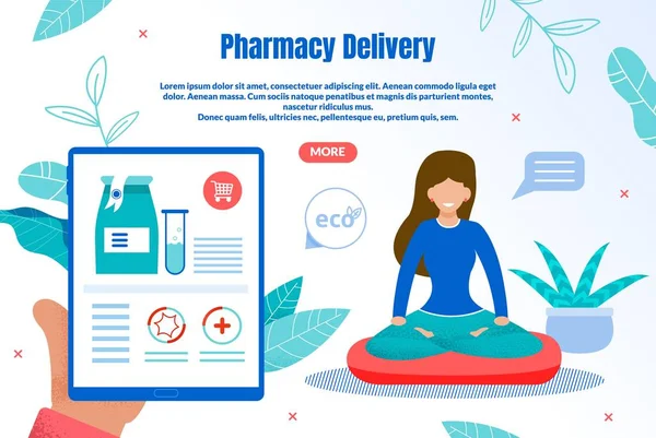 Eco Pharmacy Delivery Flat Vector Web Banner — 스톡 벡터