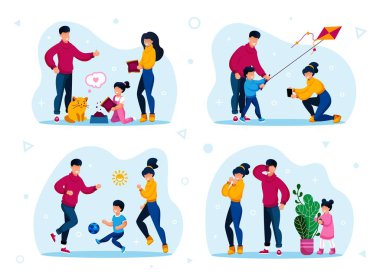 Aile Oyunları ve Faaliyetler Vektör Kavramları Ayarlandı