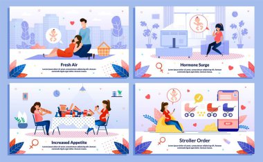 Hamile Kadın Mutlu Yaşam Düzenlemeleri Vektör Posterleri