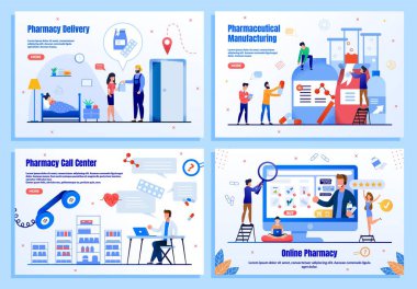 Eczacılık Çevrimiçi İş Vektörü Web Afişleri