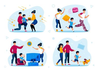 Child Birthday Party, Kids Discipline Vectors Set