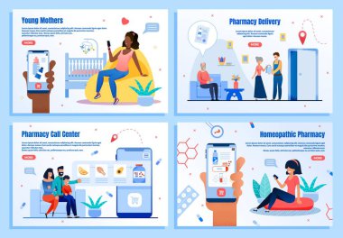 Eczane Dijital Hizmetleri Uygulama Vektörü Web Afişleri