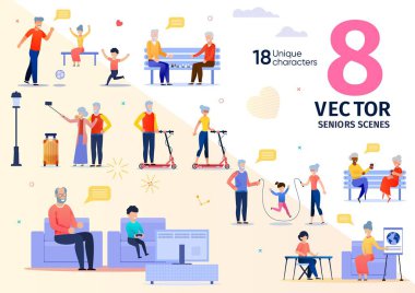 Senior People Activities, Recreation Vector Scenes vector Senior People Activities, Recreation Vector Scenes vector