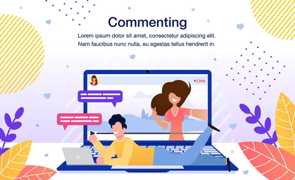 Commenting Bloggers Content Vector Poster Template — 图库矢量图片