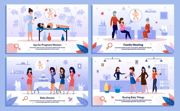 Pregnant Woman Leisure and Support Vector Posters — стоковий вектор