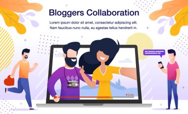 Seyahat Blogcuları İşbirliği Düz Vektör Posteri