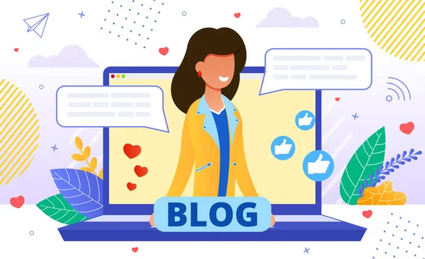 Promoção de Blog Pessoal e Marketing Influenciador — Vetor de Stock