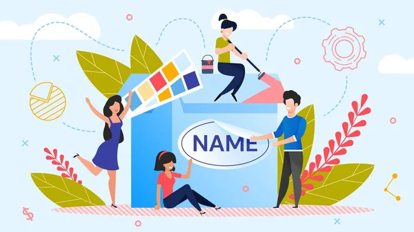Marke Name Creation Team Workflow Prozess Metapher — Stockvektor