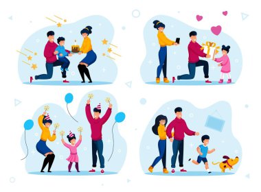 Aile Tatili Gelenekleri Kutlama Vektörü Ayarları