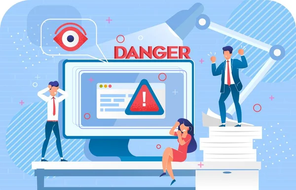 Sistema de seguridad Cyber Attack Danger Scam Warning — Vector de stock