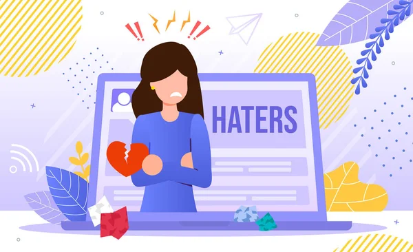 Online Hatters Victim Trendy Flat Vector Concept — 스톡 벡터