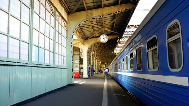 Mimari demir yapıları ve tarihi tren istasyonu barınaklar — Stok video