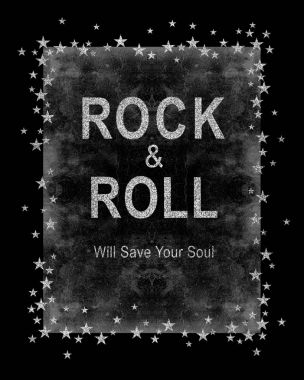 rock sloganı rock and roll t-shirt için siyah arka plan üzerine ile moda grafik tasarım