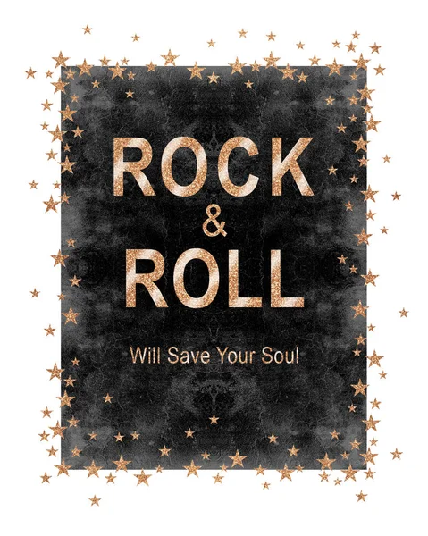 岩スローガン ロックン ロール シャツ白い背景で隔離のためにファッション グラフィック デザイン — ストック写真