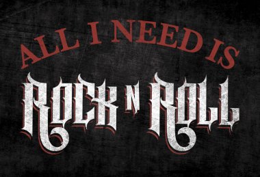 rock sloganı rock and roll t-shirt için siyah arka plan üzerine ile moda grafik tasarım